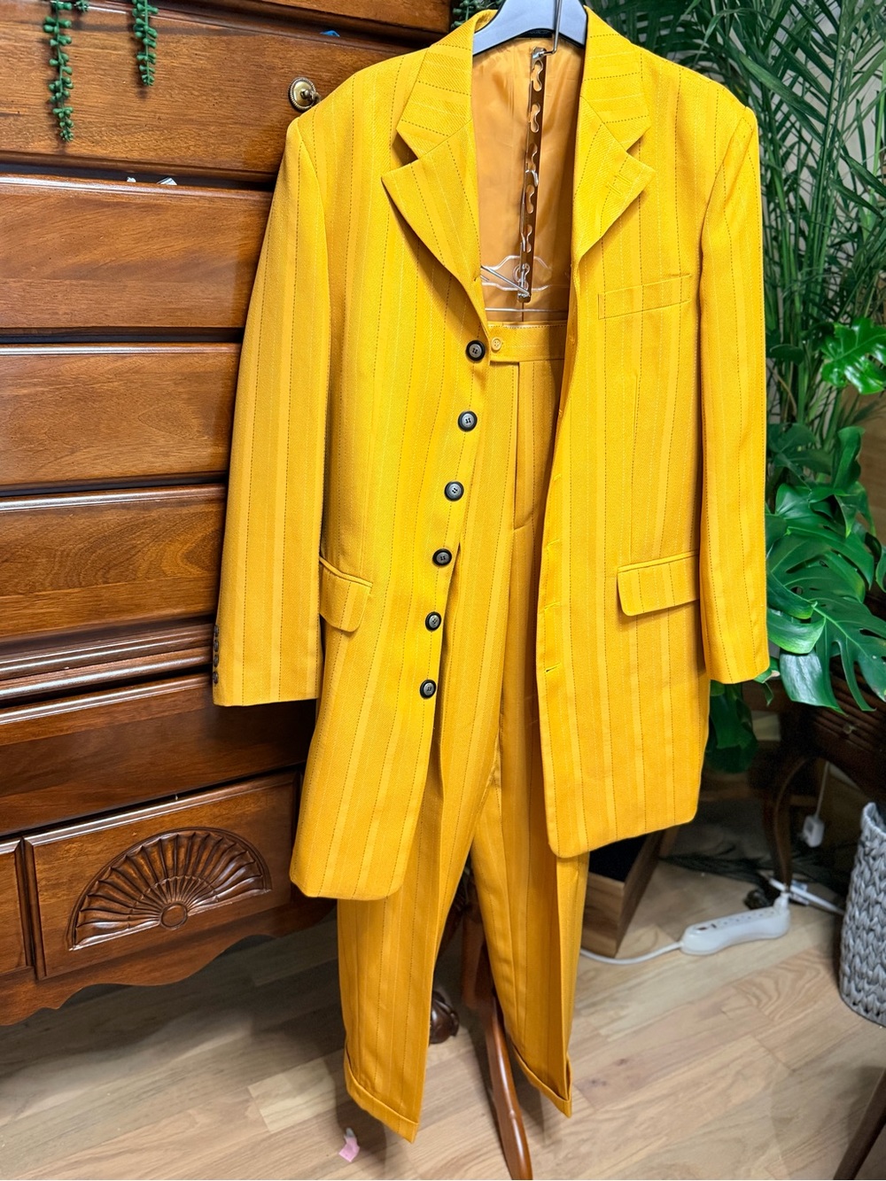 J. Vital Bold Mustard Yellow Pinstripe Vintage Zoot Suit Set